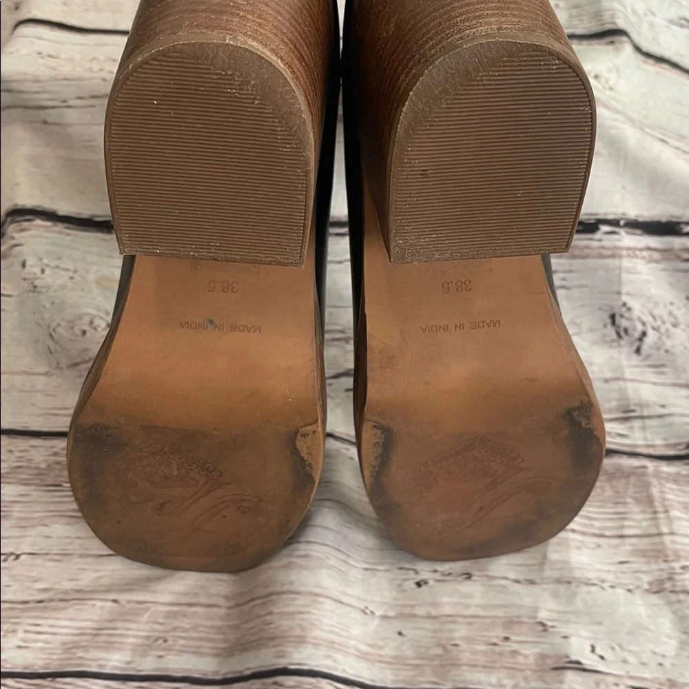 Free People Collection Black Faux Leather Heeled Booties 38.5/8.5